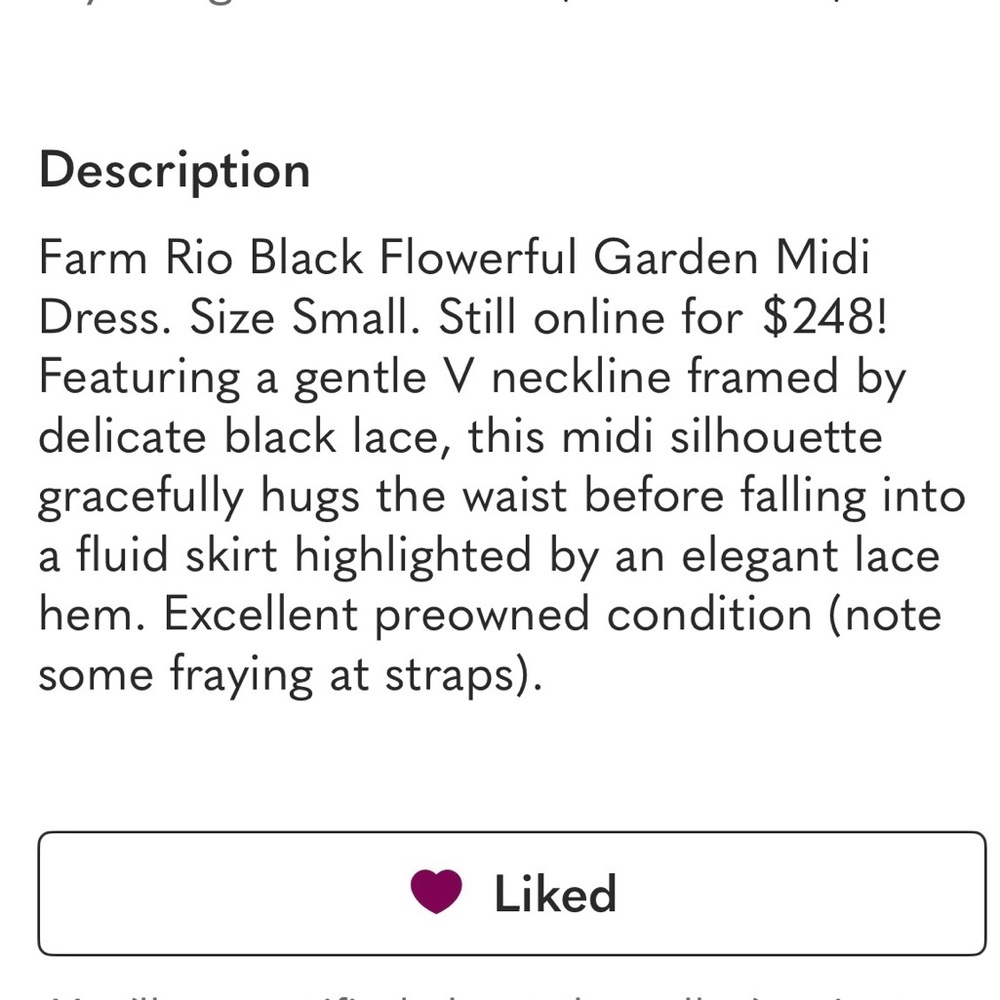 Farm Rio Black Flowerful Garden Midi Dress Small $248